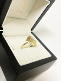 14 K Gouden Fantasie Ring 0.02 crt Briljant Geslepen Diamant