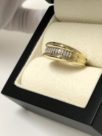 14 K Bicolor Gouden Bandring 0.15 Crt Diamant - G/VS2-SI1