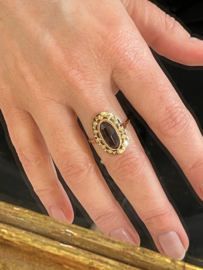 14 Karaat Antiek Gouden Granaat Ring Zeeuwse Knoopjes