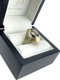 Vintage 8 Karaat Dames Ring Ovaal Gefacetteerd Rookkwarts