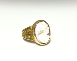18 Karaat Antiek Gouden Camee Ring  7,9 g - Spanje / Ca 1900