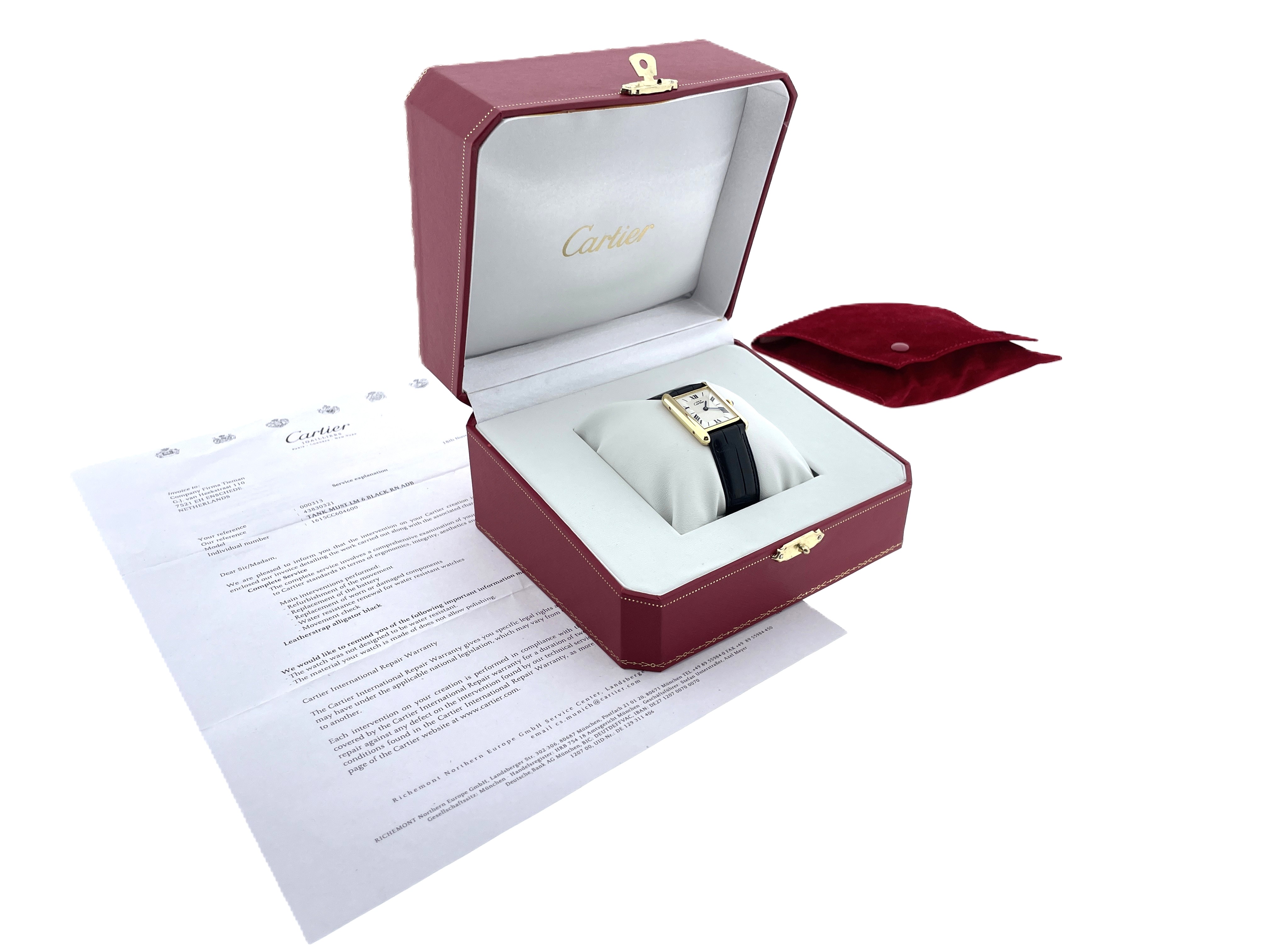 Must de Cartier Tank Large Model Quartz White Roman Dial Deployante Incl Garantie Ref. 1615