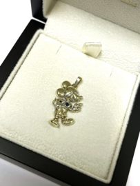 DISNEY 8 Karaat Flexibele Kettinghanger Mickey Mouse Facet Geslepen Saffier - 2.6 cm