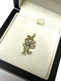 DISNEY Gouden Flexibele Kettinghanger Mickey Mouse Facet Geslepen Saffier - 2.6 cm
