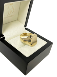 14 Karaat Gouden Heren Ring Model 8-Kant Deels Gematteerd - Mt 21