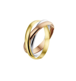 14 Karaat Tricolor Gouden Dames Ring - Mt 18,25 mm