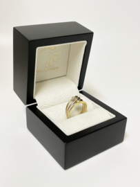18 K Tricolor Gouden 3-Band Ring Trinity Briljant Geslepen Diamant / Saffier