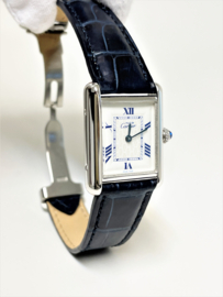 Must de Cartier Tank Quartz White Roman Dial Zilver - Deployant 2416