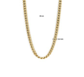 14 K Gouden Gourmet Schakel Collier  - 43 cm / 5,2 mm