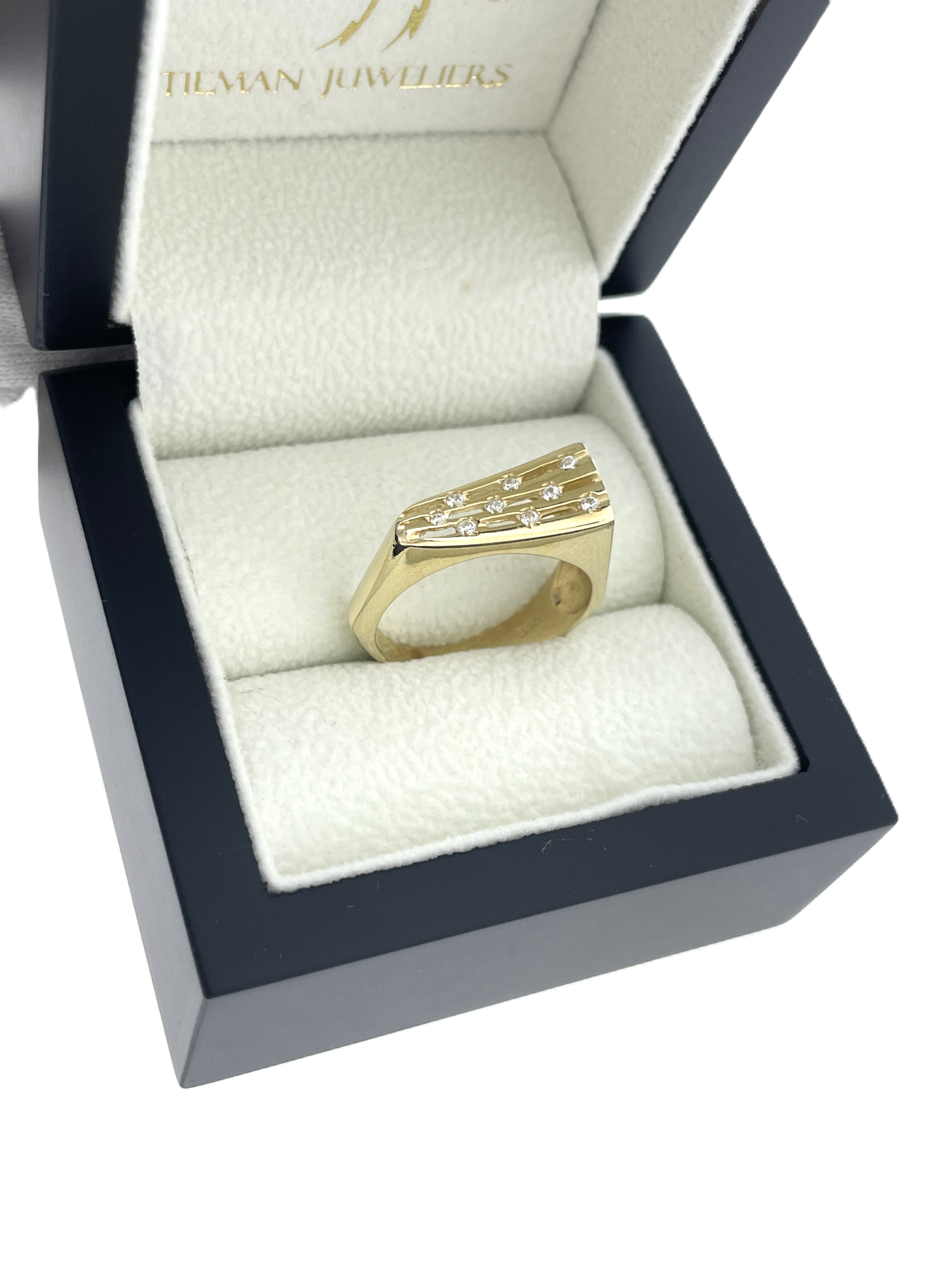 14 Karaat Gouden Fantasie Ring Briljant Geslepen Zirkonia