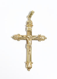Handvervaardigd Antiek Gouden Hanger Kruis Met Jezusfiguur - 6 cm