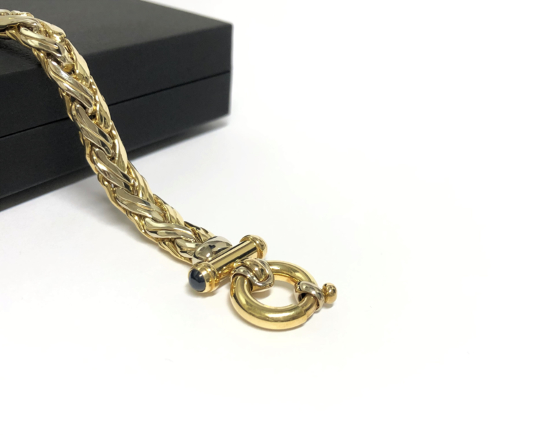 18 K Gouden Slot Armband Cabochon Saffier 18,5 cm / 23,56 | Armbanden Verkocht | TIEMAN JUWELIERS - Goud verkopen Enschede Almelo Hengelo Overijssel