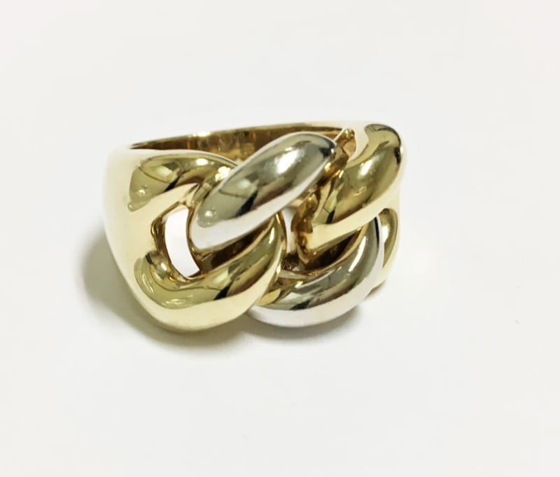 Dragende cirkel bros schroot Grove 14 K Bicolor Gouden Schakel Ring - 15,8 g | Dames Ringen Verkocht |  TIEMAN JUWELIERS - Goud verkopen Enschede Almelo Hengelo Overijssel