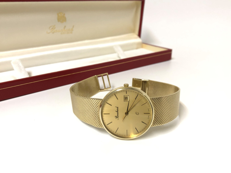 Bouchard Gouden Vintage Heren Horloge Dresswatch Milanese Band 1997