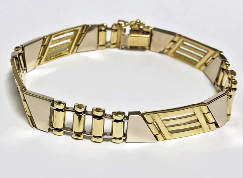 Sta in plaats daarvan op Wakker worden Veilig 18 K Bicolor Gouden Heren Schakel Armband - 20,2 cm / 34 g | Armbanden  Verkocht | TIEMAN JUWELIERS - Goud verkopen Enschede Almelo Hengelo  Overijssel