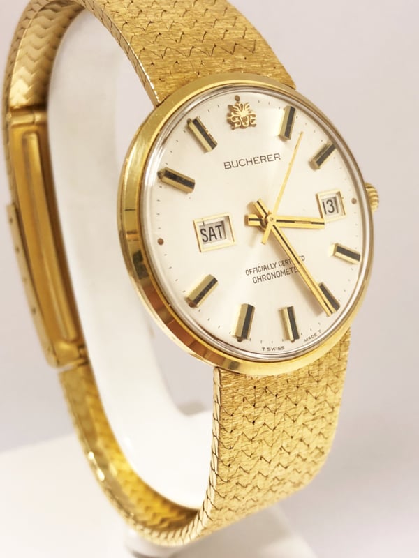 Vlekkeloos Verbeteren Patriottisch BUCHERER - 18 K Massief Gouden Heren Horloge Day Date Automaat - 116,13 g |  Horloges | TIEMAN JUWELIERS - Goud verkopen Enschede Almelo Hengelo  Overijssel