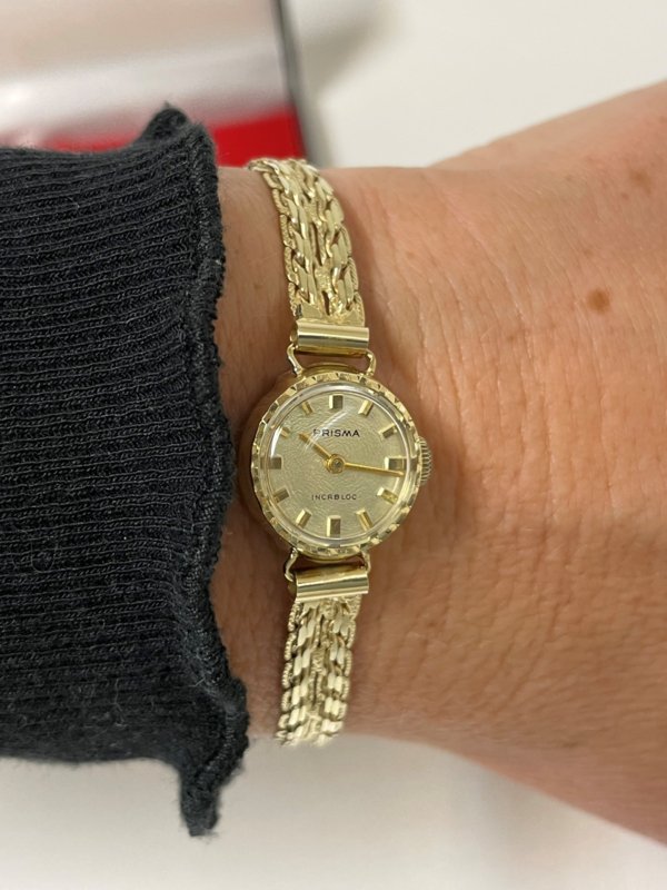 Prisma 14 K Gouden Dames Polshorloge Vintage Antiek Jaren 50 60