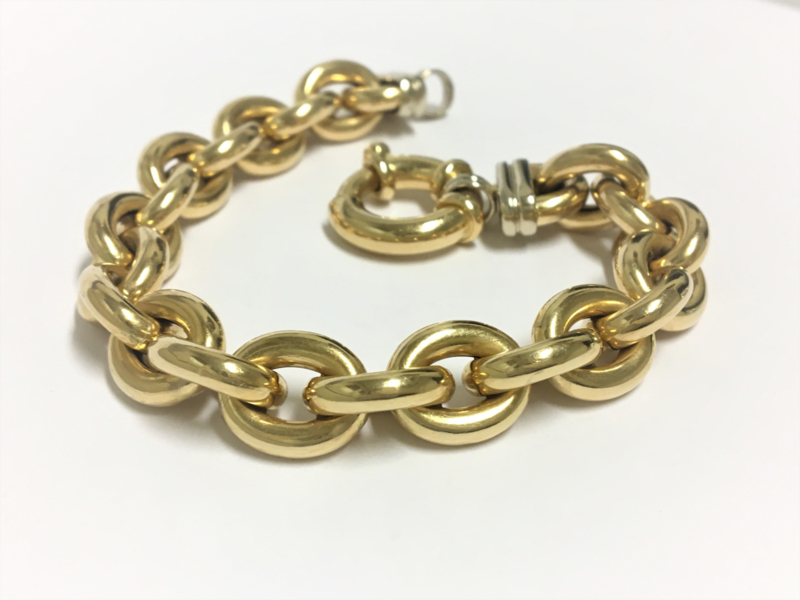 Grove 14 K Gouden Anker Schakel Slot Armband - 20 cm / 26,25 g | Armbanden Verkocht | TIEMAN JUWELIERS - verkopen Almelo Hengelo Overijssel