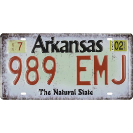 Tin License plate, Arkanas