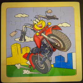 Een motorfiets cartoon als puzzel