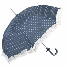 Paraplu, blauw/witte hartjes