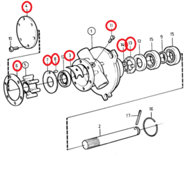 Volvo Penta 2003 Turbo impellerpomp slijt service set Volvo Penta 21951376