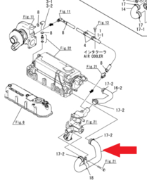 Yanmar 4JH5-E 4JH4-TE koelwaterslang 129671-49220
