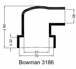 Bowman 3186 eindkap manchet  ø70mm ø51mm ø28mm haaks