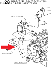 Yanmar 2GM20 3GM30 cooling water hose heat exchanger 128690-49010