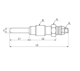 Peugeot Indenor 12 volt gloeistift (oud model M12 1,25)