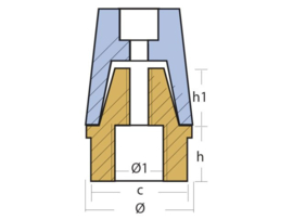 Dopmoeranode aluminium 22-25mm schroefas compleet M16x1,5