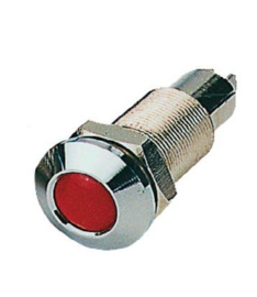 Control lamp chrome-plated brass red built-in 18mm 12/24 volt