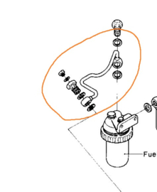 Yanmar 3GM30F Kraftstoffleitung Feinfilter Hochdruckpumpe 128390-59010