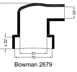 Bowman 2679 eindkap mof manchet  ø70mm ø51mm ø22mm haaks