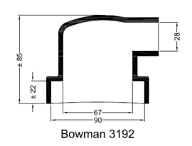 Bowman 3192 eindkap mof manchet  ø90mm ø67mm ø28mm haaks