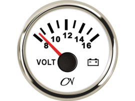 CN Voltmeter 8-16 volts white / chrome