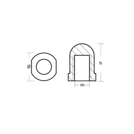 Cap nut anode zinc screw shaft 28mm-35mm M20x2.5