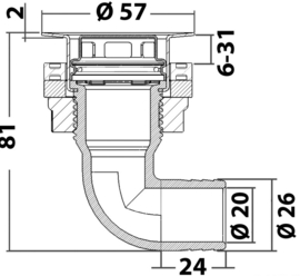 Tankontluchter met RVS kop haakse model