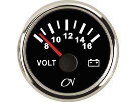 CN Voltmeter 8-16 volt zwart / chroom