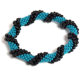 Spiraal bangle zwart azuurblauw