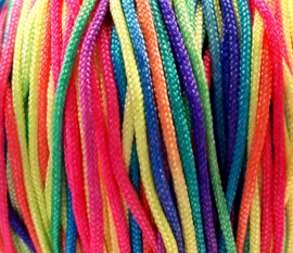 Macramé satijnkoord   neon multi-gekleurd 1 mm