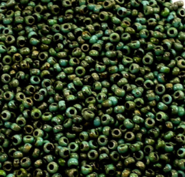 Glass seed beads  opaque turqoise blue picasso