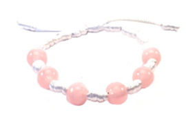 Franciscaans geknoopte armband wit roze