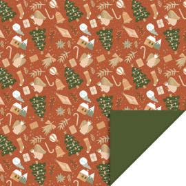 X-mas - Time Cognac - Forest Green (70 mm x 3 m)