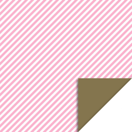 Inpakpapier - Diagonal Stripe Candy Pink/Gold (70 cm x 3 m)