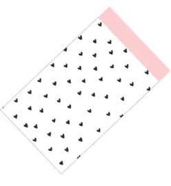 Cadeauzakjes - Hartjes zwart/mat roze 12x19 cm (5 stuks)