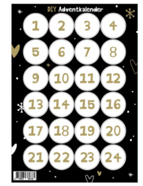 Stickervel  A4 Advent kalender met 24 stickers