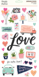 Simple Stories - Happy Hearts chipboard stickers