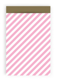 Cadeauzakjes - Diagonaal Stripe Candy Stripe/Gold 12x19 cm (5 stuks)