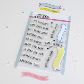 Heffy Doodle - Wavy Banner Sentiments clear stamps